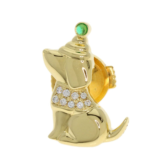 Gimel Brooch 18K Yellow Gold gold Dog Motif Diamond Emerald Pin Brooch