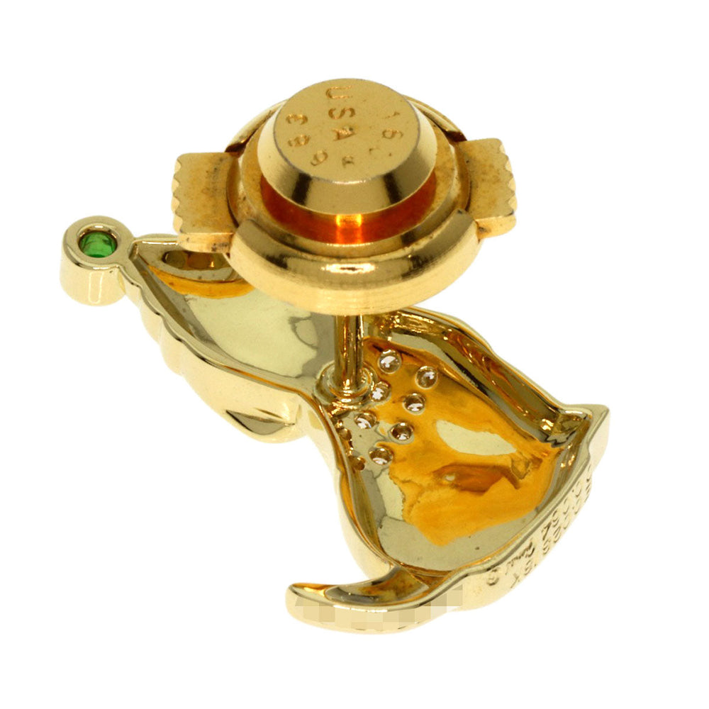 Gimel Brooch 18K Yellow Gold gold Dog Motif Diamond Emerald Pin Brooch