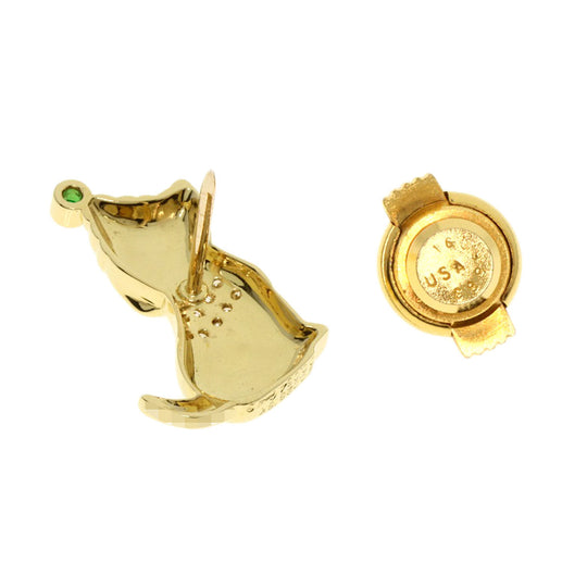 Gimel Brooch 18K Yellow Gold gold Dog Motif Diamond Emerald Pin Brooch