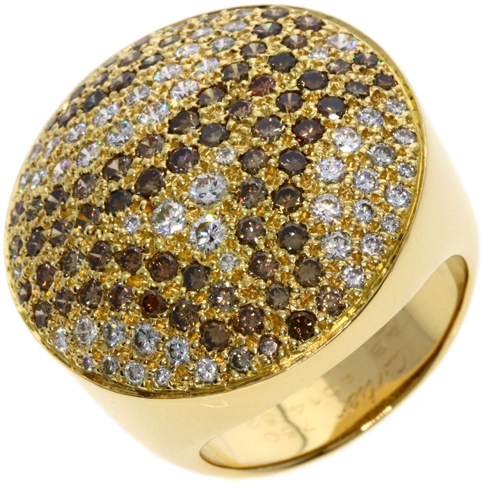 CARTIER Ring 18K Yellow Gold gold Jetons Sauvage Pav Diamonds #52 Women Used Authentic