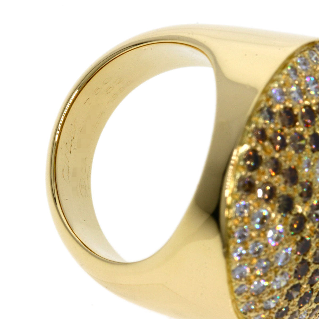 CARTIER Ring 18K Yellow Gold gold Jetons Sauvage Pav Diamonds #52 Women Used Authentic