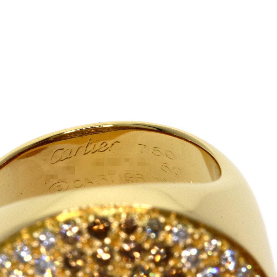 CARTIER Ring 18K Yellow Gold gold Jetons Sauvage Pav Diamonds #52 Women Used Authentic