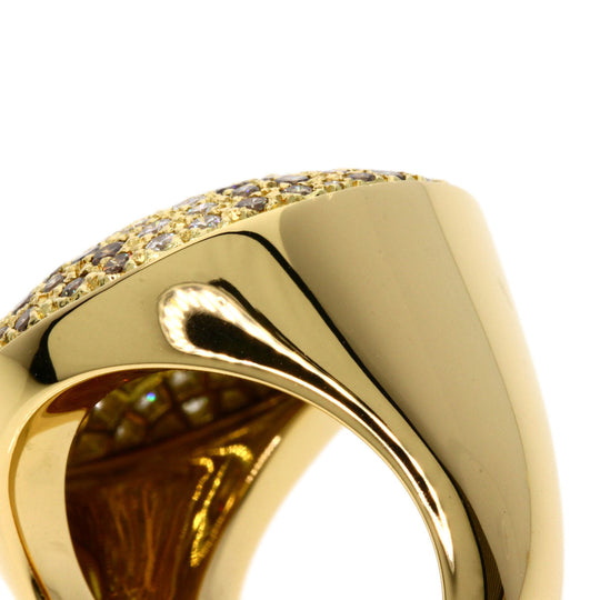 CARTIER Ring 18K Yellow Gold gold Jetons Sauvage Pav Diamonds #52 Women Used Authentic