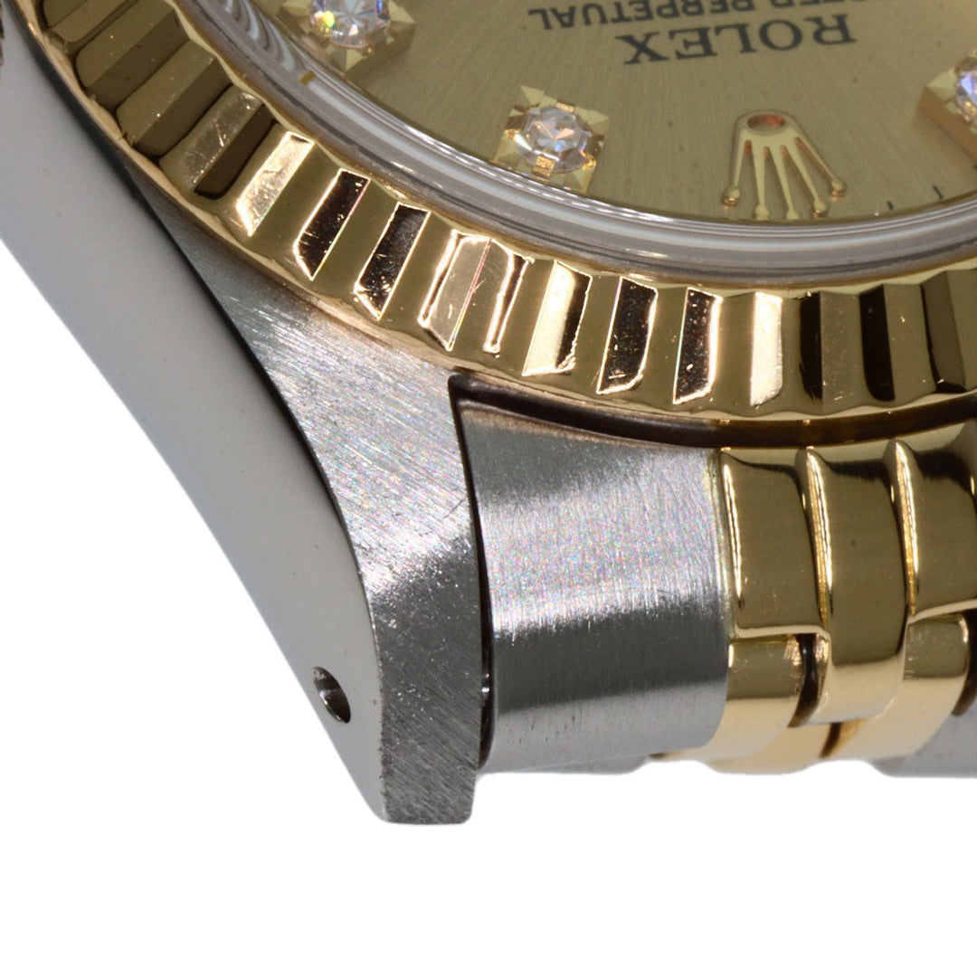 ROLEX Watches Mechanical Automatic 69173G Stainless Steel , SSxK18YG gold Datejust 10P Diamond Champagne Gold dial Women Used Authentic