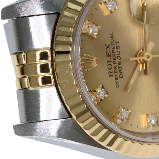 ROLEX Watches Mechanical Automatic 69173G Stainless Steel , SSxK18YG gold Datejust 10P Diamond Champagne Gold dial Women Used Authentic