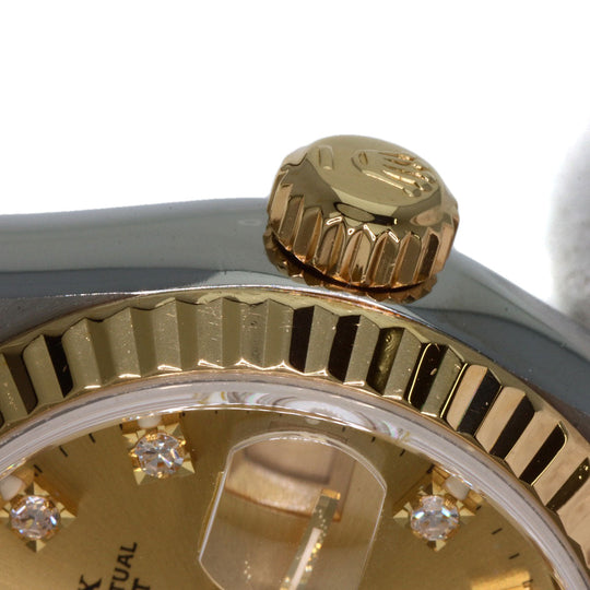 ROLEX Watches Mechanical Automatic 69173G Stainless Steel , SSxK18YG gold Datejust 10P Diamond Champagne Gold dial Women Used Authentic