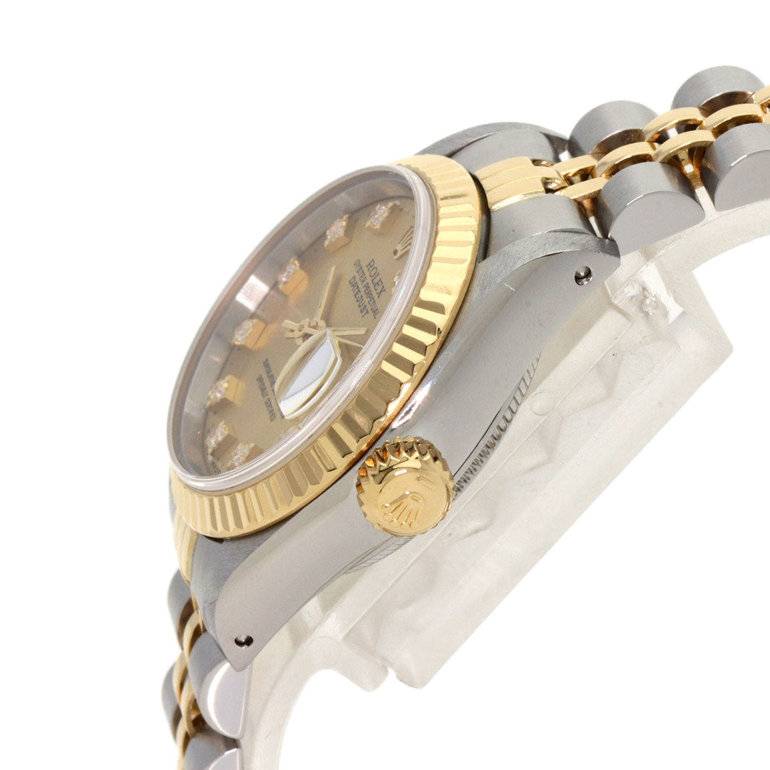 ROLEX Watches Mechanical Automatic 69173G Stainless Steel , SSxK18YG gold Datejust 10P Diamond Champagne Gold dial Women Used Authentic