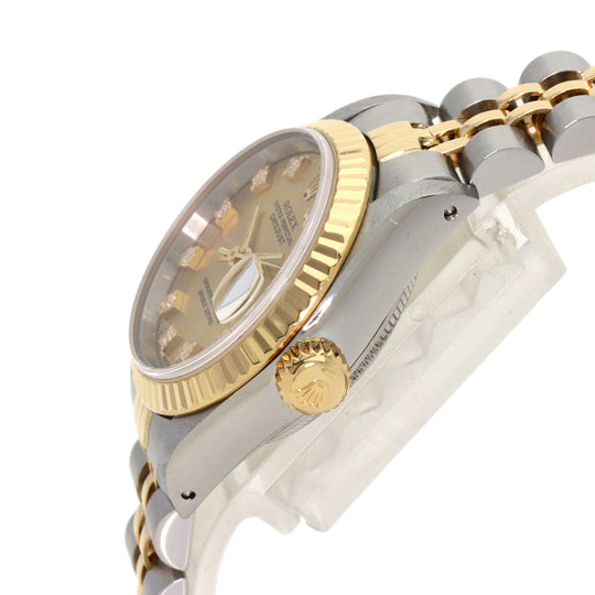ROLEX Watches Mechanical Automatic 69173G Stainless Steel , SSxK18YG gold Datejust 10P Diamond Champagne Gold dial Women Used Authentic