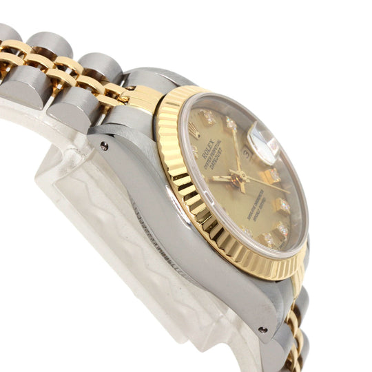 ROLEX Watches Mechanical Automatic 69173G Stainless Steel , SSxK18YG gold Datejust 10P Diamond Champagne Gold dial Women Used Authentic