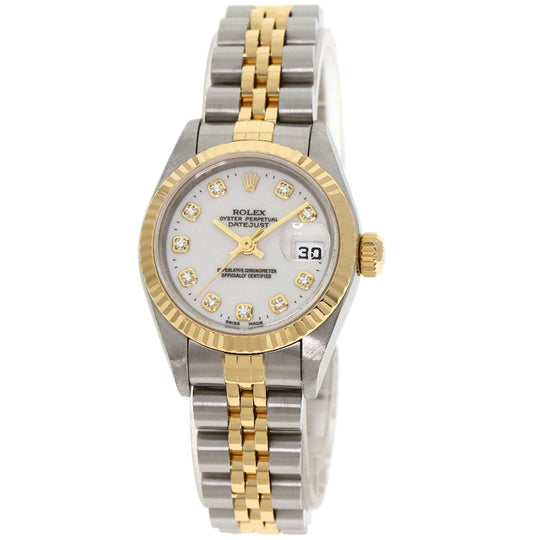 ROLEX Watches Mechanical Automatic 79173G Stainless Steel , SSxK18YG gold Datejust 10P Diamond white dial Women Used Authentic