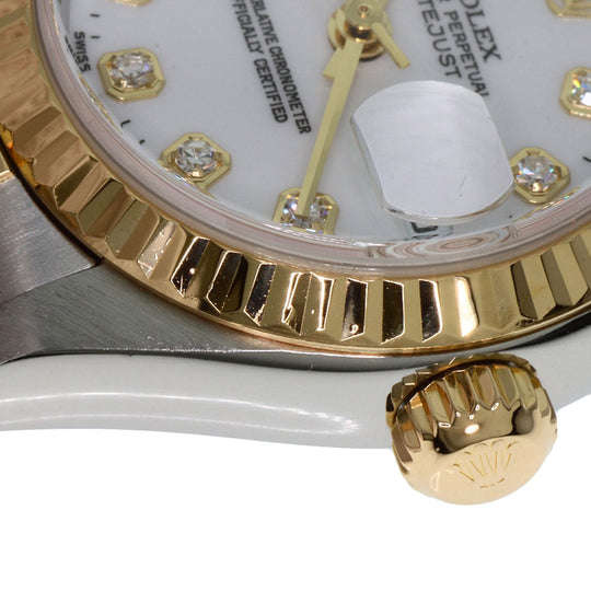 ROLEX Watches Mechanical Automatic 79173G Stainless Steel , SSxK18YG gold Datejust 10P Diamond white dial Women Used Authentic
