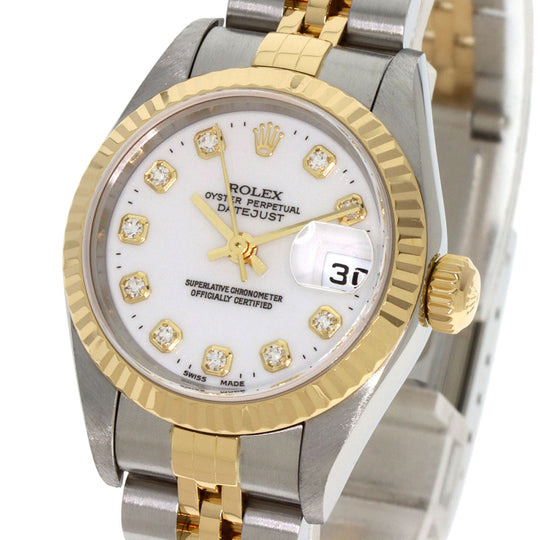 ROLEX Watches Mechanical Automatic 79173G Stainless Steel , SSxK18YG gold Datejust 10P Diamond white dial Women Used Authentic