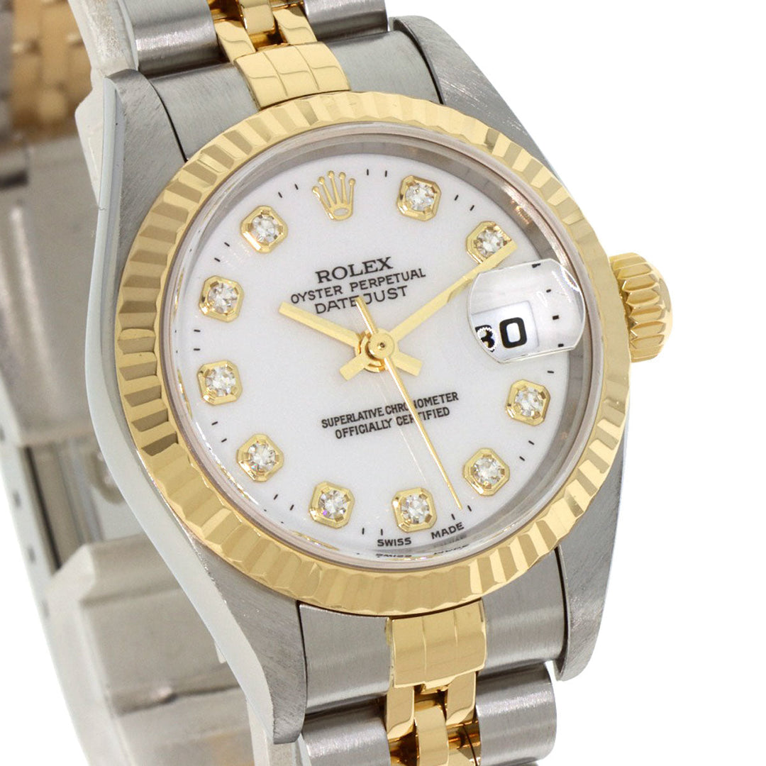 ROLEX Watches Mechanical Automatic 79173G Stainless Steel , SSxK18YG gold Datejust 10P Diamond white dial Women Used Authentic