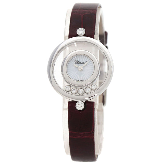 Chopard Watches Quartz 209415-1001 K18WG, leather Silver Happy diamond icon Silver dial Women Used Authentic