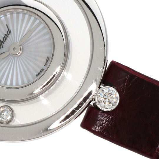 Chopard Watches Quartz 209415-1001 K18WG, leather Silver Happy diamond icon Silver dial Women Used Authentic