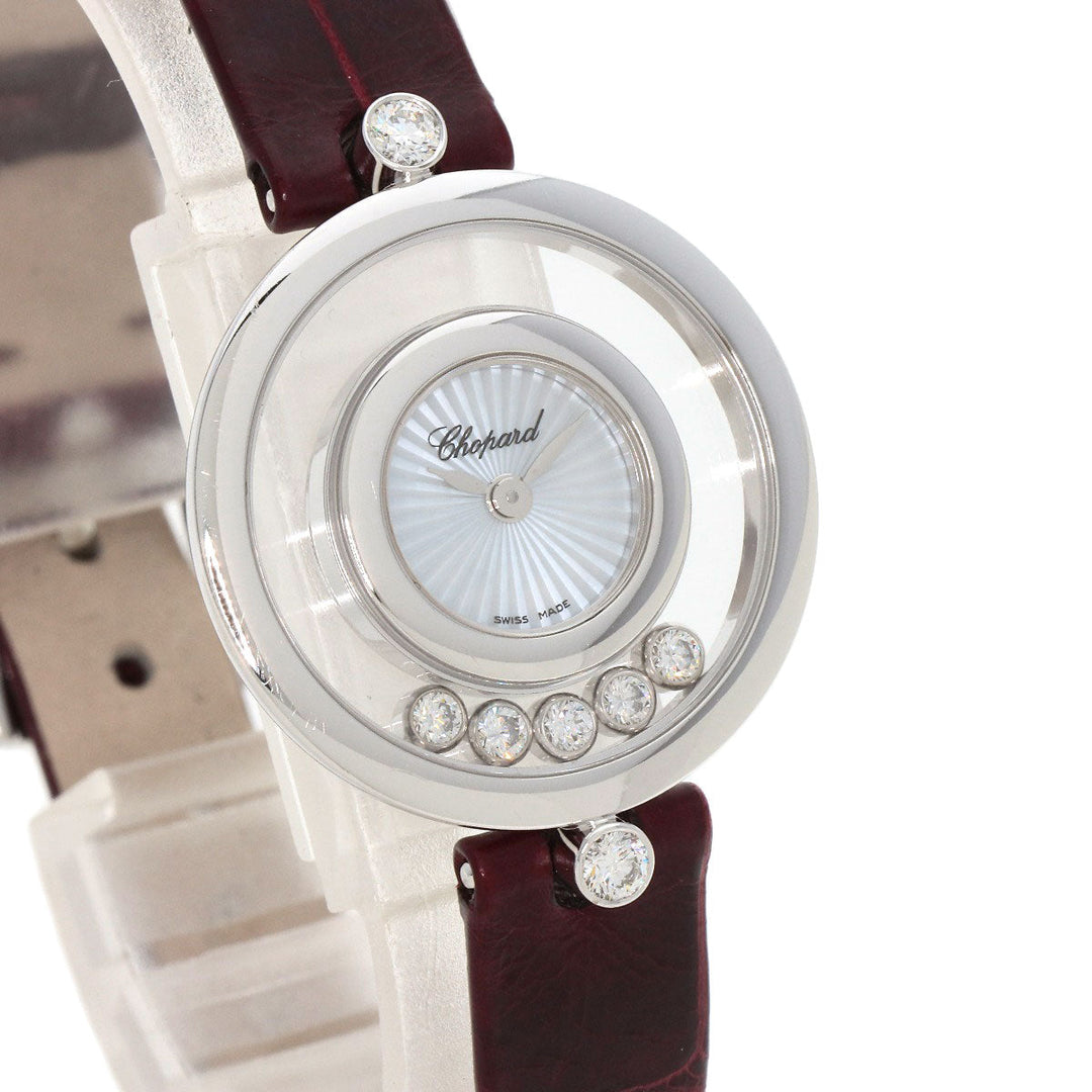 Chopard Watches Quartz 209415-1001 K18WG, leather Silver Happy diamond icon Silver dial Women Used Authentic