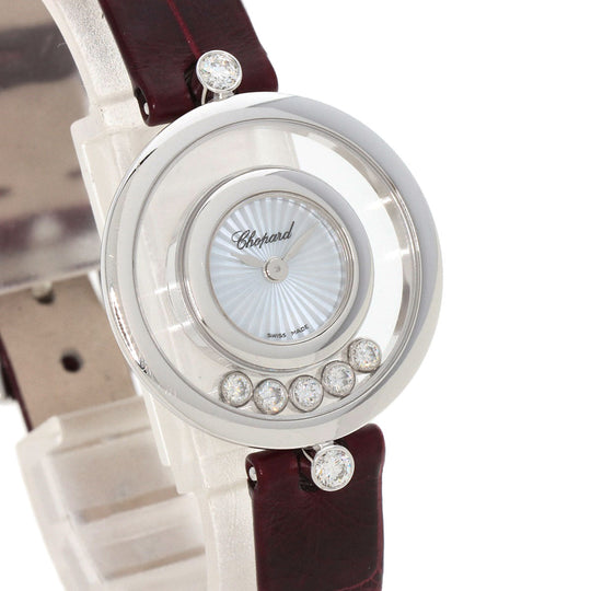 Chopard Watches Quartz 209415-1001 K18WG, leather Silver Happy diamond icon Silver dial Women Used Authentic