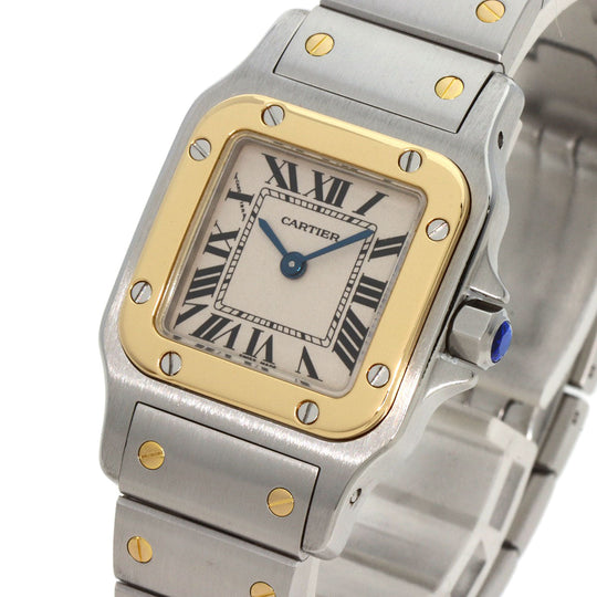 CARTIER Watches Quartz W20012C4 Stainless Steel , Stainless Steel , K18YG gold Santosgalbe SM Ivory dial Women Used Authentic