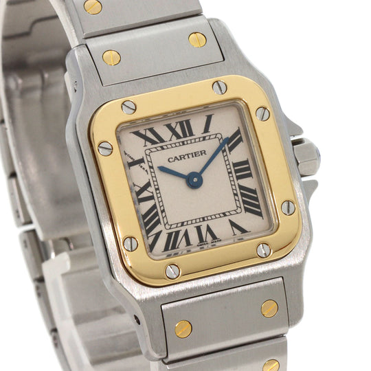 CARTIER Watches Quartz W20012C4 Stainless Steel , Stainless Steel , K18YG gold Santosgalbe SM Ivory dial Women Used Authentic