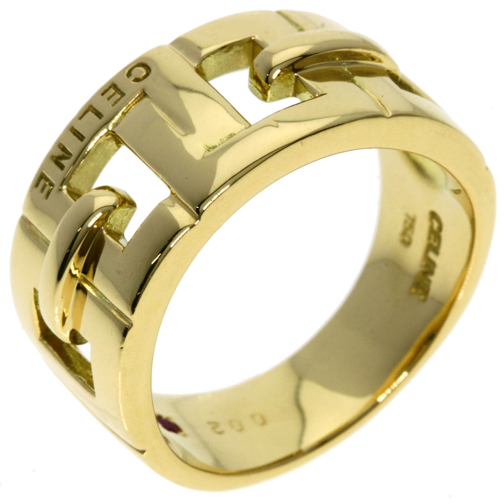 CELINE Ring 18K Yellow Gold gold Logo motif, inner stone, ruby