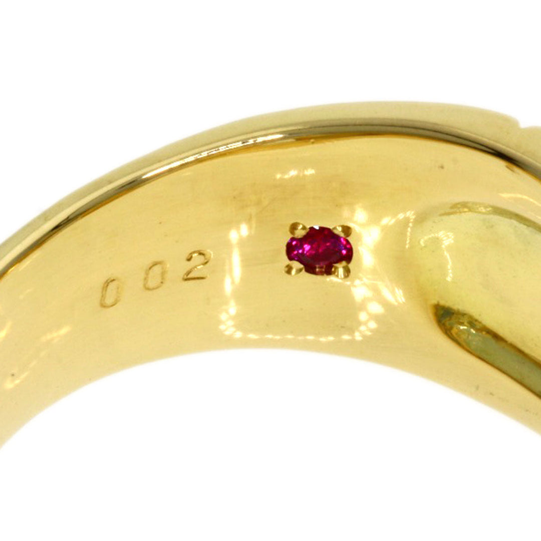CELINE Ring 18K Yellow Gold gold Logo motif, inner stone, ruby