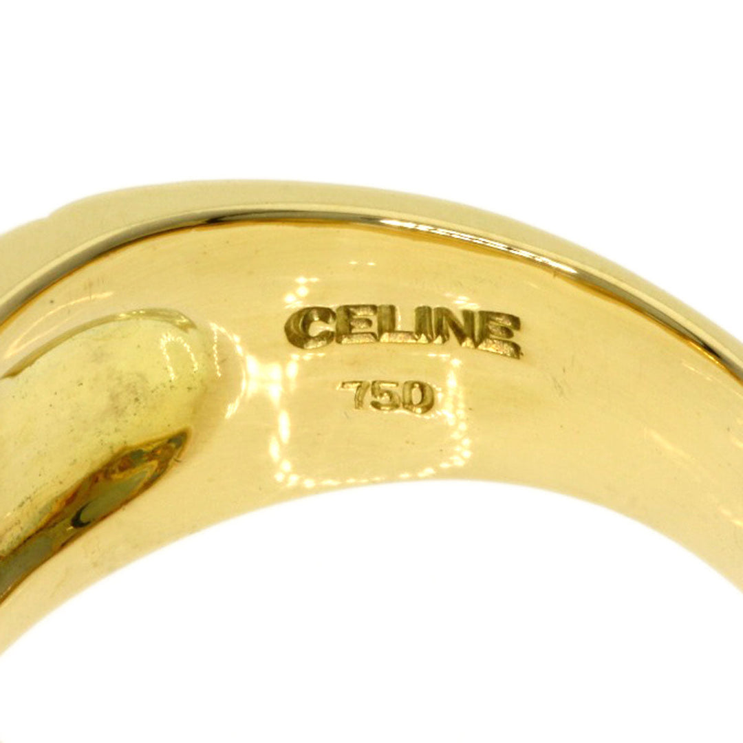 CELINE Ring 18K Yellow Gold gold Logo motif, inner stone, ruby