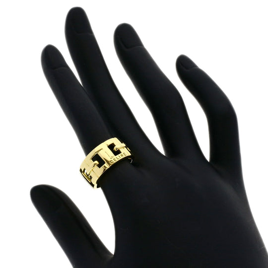 CELINE Ring 18K Yellow Gold gold Logo motif, inner stone, ruby