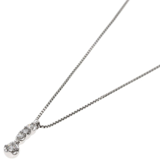 TASAKI Necklace K14WG Silver diamond Women Used Authentic