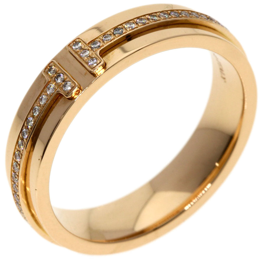 TIFFANY&Co. Ring 18K Pink Gold gold T narrow diamond Women Used Authentic