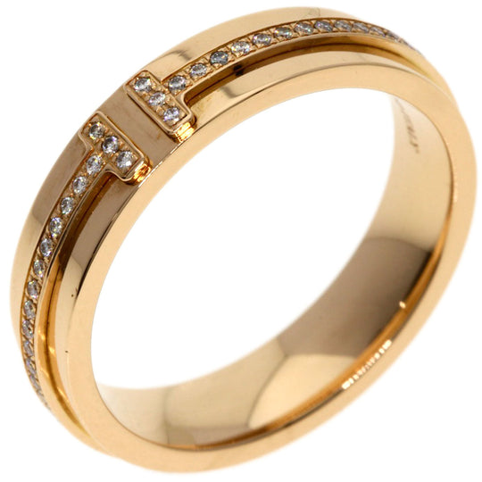 TIFFANY&Co. Ring 18K Pink Gold gold T narrow diamond Women Used Authentic