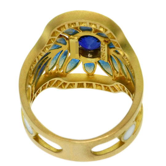 MASRIERA Ring 18K Yellow Gold gold Enamel Sapphire Diamond Women Used Authentic