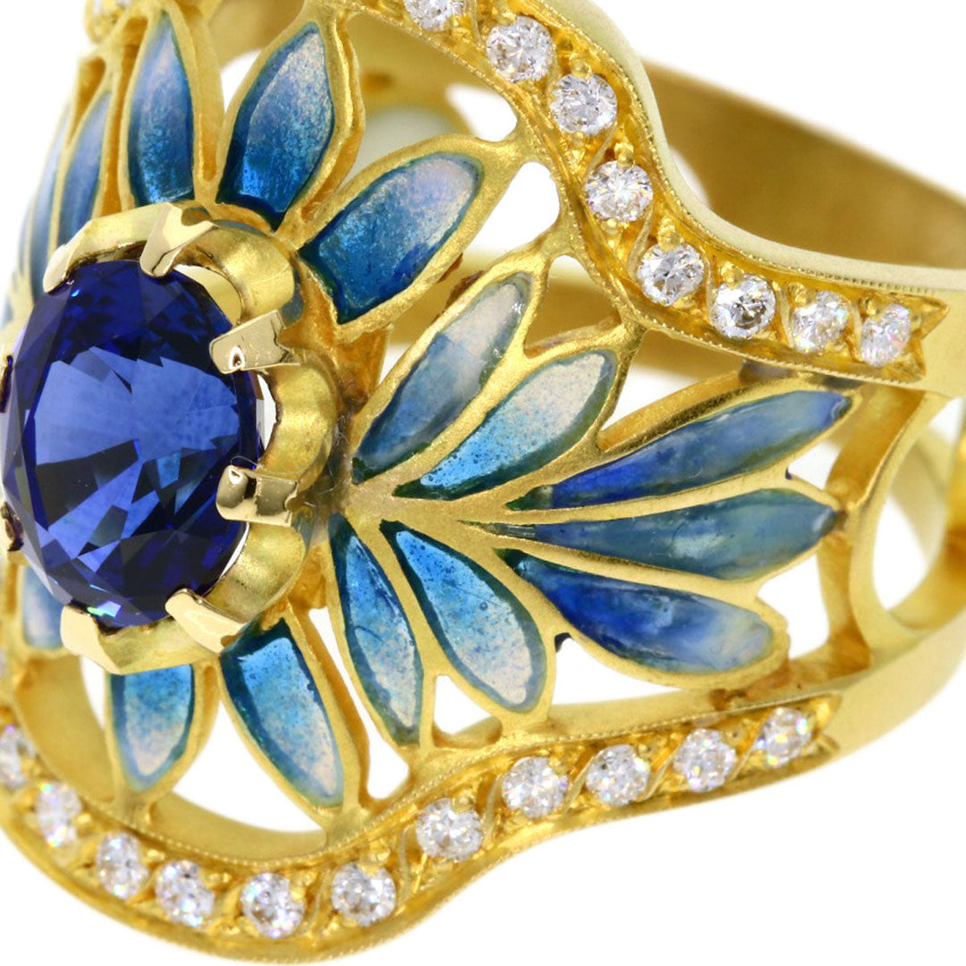 MASRIERA Ring 18K Yellow Gold gold Enamel Sapphire Diamond Women Used Authentic
