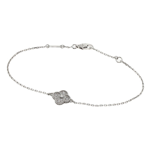 Van Cleef & Arpels bracelet K18WG Silver Sweet Alhambra diamond Women Used Authentic