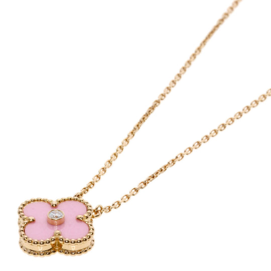 Van Cleef & Arpels Necklace 18K Pink Gold gold Vintage Alhambra Sevres 1P Diamond Women Used Authentic