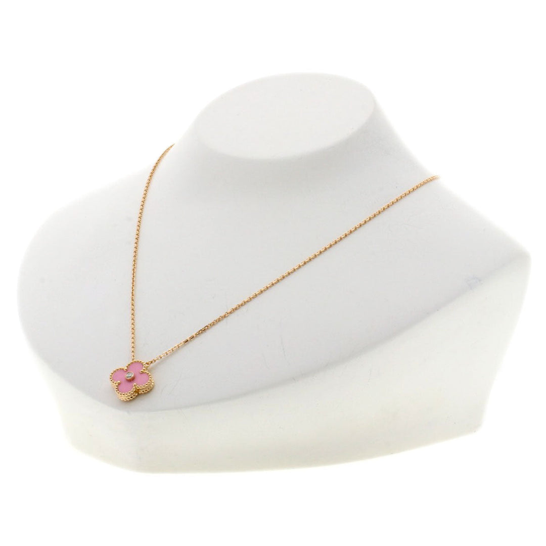 Van Cleef & Arpels Necklace 18K Pink Gold gold Vintage Alhambra Sevres 1P Diamond Women Used Authentic