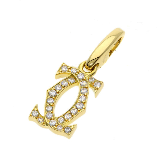 CARTIER Pendant top 18K Yellow Gold gold Charm 2C Diamond Women Used Authentic