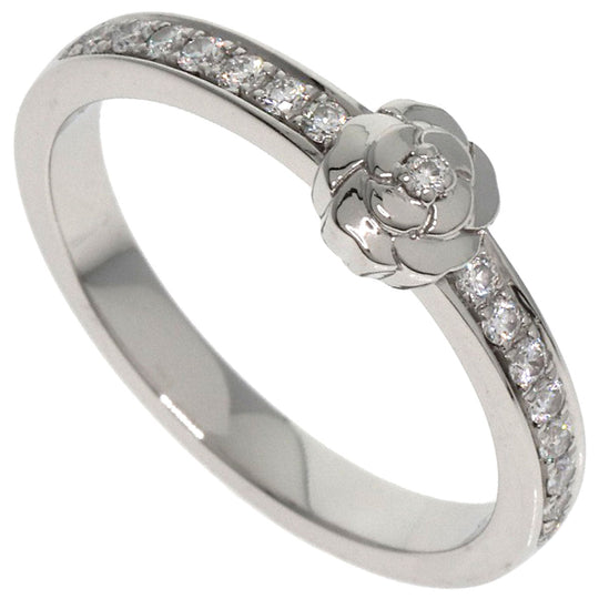 CHANEL Ring PT950 Silver Camellia Diamond #49