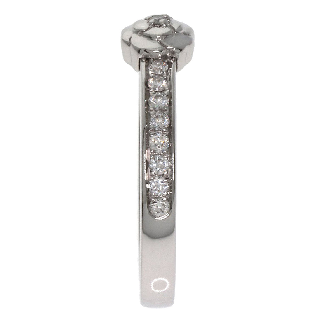 CHANEL Ring PT950 Silver Camellia Diamond #49