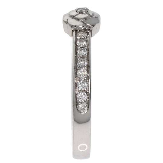 CHANEL Ring PT950 Silver Camellia Diamond #49