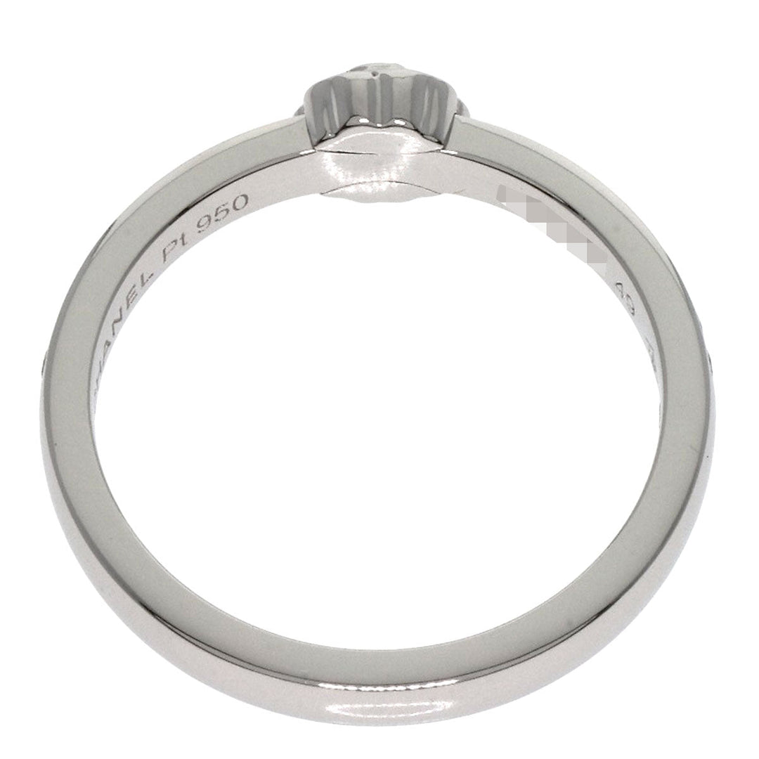 CHANEL Ring PT950 Silver Camellia Diamond #49
