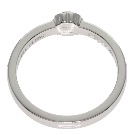 CHANEL Ring PT950 Silver Camellia Diamond #49