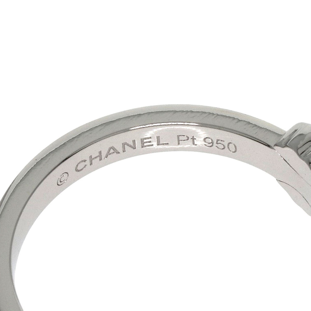 CHANEL Ring PT950 Silver Camellia Diamond #49