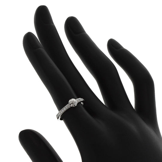 CHANEL Ring PT950 Silver Camellia Diamond #49