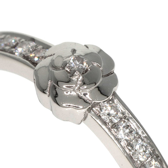 CHANEL Ring PT950 Silver Camellia Diamond #49