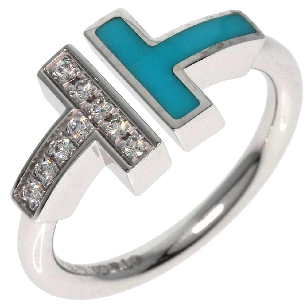 TIFFANY&Co. Ring K18WG Silver T wire diamond