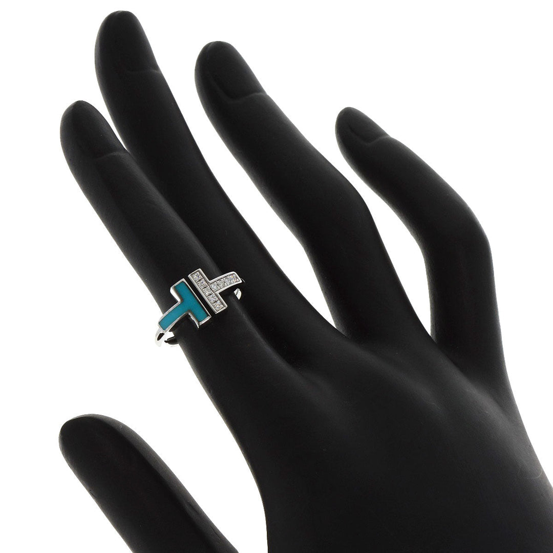 TIFFANY&Co. Ring K18WG Silver T wire diamond