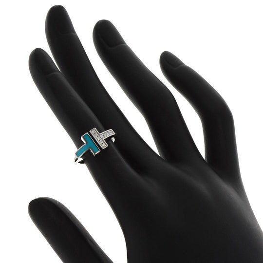 TIFFANY&Co. Ring K18WG Silver T wire diamond