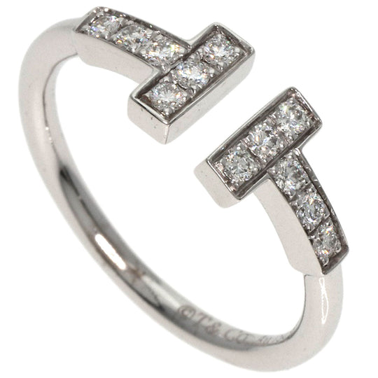 TIFFANY&Co. Ring K18WG Silver T wire diamond Women Used Authentic
