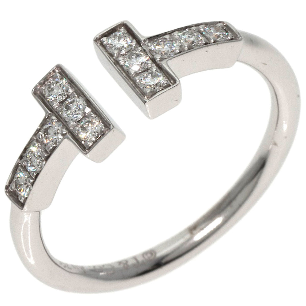 TIFFANY&Co. Ring K18WG Silver T wire diamond Women Used Authentic