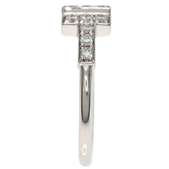 TIFFANY&Co. Ring K18WG Silver T wire diamond Women Used Authentic